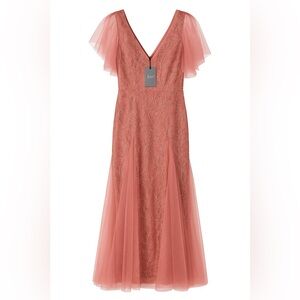 Elegant Pink Lace Prom Dress